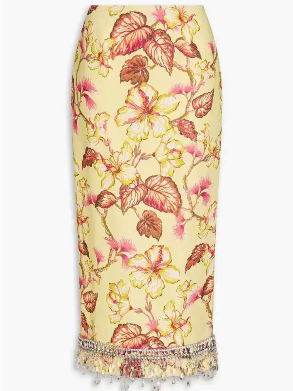Zimmermann Embellished Floral-Print Linen Skirt
